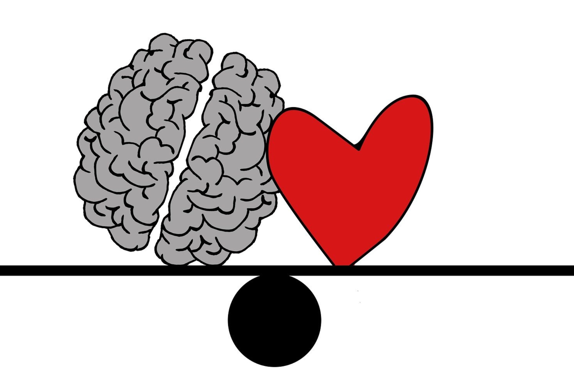 Symbolisk bild där hjärna och hjärta balanserar tillsammans på en våg.
